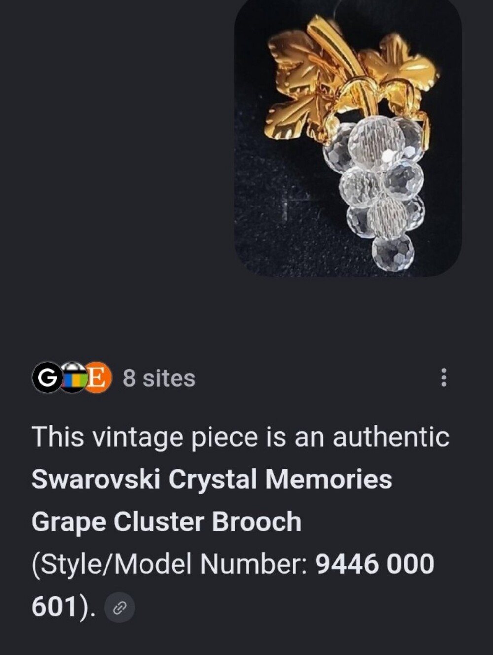 Vintage Swarovski Gold-Tone Crystal Grape Cluster Brooch - Women Jewelry